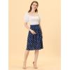 imageAllegra K Womens Vintage Belted Elastic High Waist ALine Printed Midi SkirtDark Bluepolka Dot