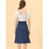 imageAllegra K Womens Vintage Belted Elastic High Waist ALine Printed Midi SkirtDark Bluepolka Dot