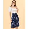 imageAllegra K Womens Vintage Belted Elastic High Waist ALine Printed Midi SkirtDark Bluepolka Dot