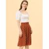 imageAllegra K Womens Vintage Belted Elastic High Waist ALine Printed Midi SkirtOrangepolka Dot