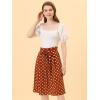 imageAllegra K Womens Vintage Belted Elastic High Waist ALine Printed Midi SkirtOrangepolka Dot