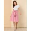 imageAllegra K Womens Vintage Belted Elastic High Waist ALine Printed Midi SkirtPinkhearts