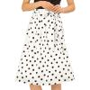 imageAllegra K Womens Vintage Belted Elastic High Waist ALine Printed Midi SkirtWhitepolka Dot