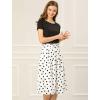 imageAllegra K Womens Vintage Belted Elastic High Waist ALine Printed Midi SkirtWhitepolka Dot