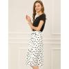 imageAllegra K Womens Vintage Belted Elastic High Waist ALine Printed Midi SkirtWhitepolka Dot