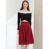 imageAllegra K Womens Vintage Belted Elastic High Waist ALine Printed Midi SkirtWine Redheart