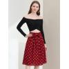 imageAllegra K Womens Vintage Belted Elastic High Waist ALine Printed Midi SkirtWine Redheart