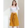 imageAllegra K Womens Vintage Belted Elastic High Waist ALine Printed Midi SkirtYellowpolka Dots