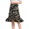 imageAllegra K Womens Floral Printed Self Tie Knot HighLow Ruffle Hem Wrap SkirtBlack a