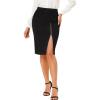 imageAllegra K Womens Knee Length Pencil Zip Slit Skirt Lace Panel High Waist Work SkirtsBlack