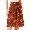 imageAllegra K Womens Vintage Belted Elastic High Waist ALine Printed Midi SkirtOrangepolka Dot