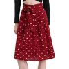 imageAllegra K Womens Vintage Belted Elastic High Waist ALine Printed Midi SkirtWine Redheart