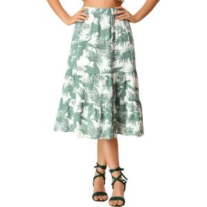 imageAllegra K Tiered Skirt for Womens Summer Beach Hawaiian Tropical Boho Midi Skirt