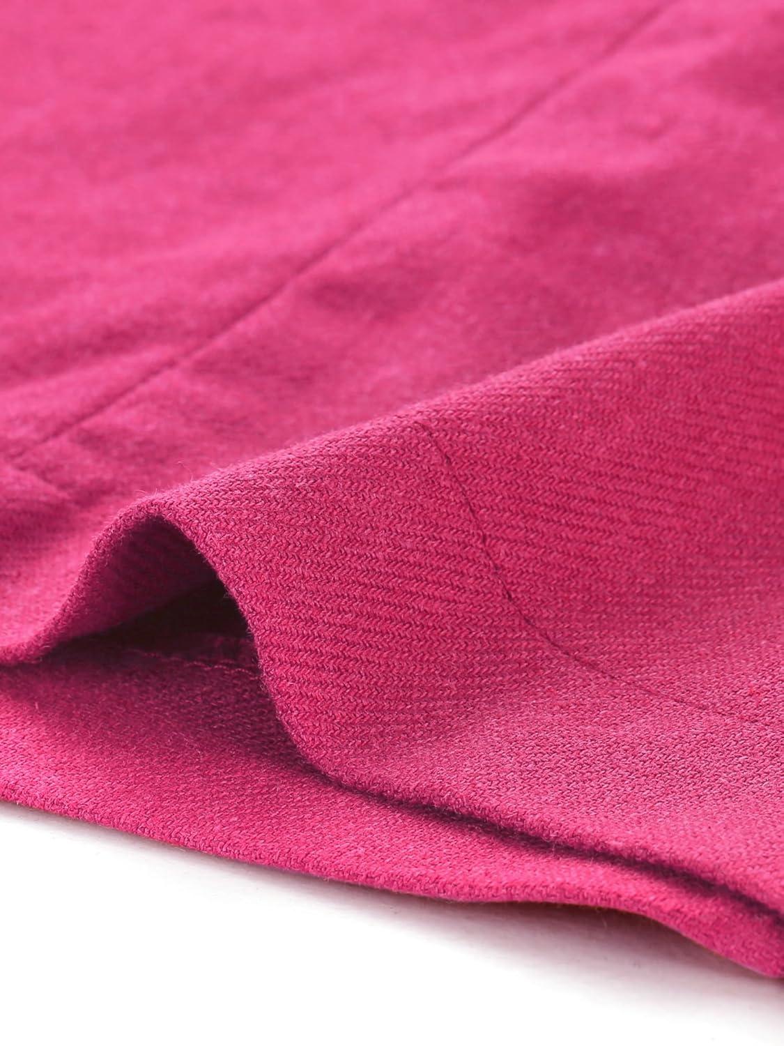 imageAllegra K Womens Button Decor Split Belted Smocked Vintage Short Pencil SkirtHot Pink