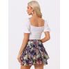 imageAllegra K Womens 2023 Floral Tiered Ruffle Skirts Cute Summer Flowy Chiffon Mini SkirtNavy Blue