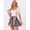 imageAllegra K Womens 2023 Floral Tiered Ruffle Skirts Cute Summer Flowy Chiffon Mini SkirtNavy Blue