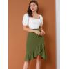 imageAllegra K Womens 2023 High Waisted Button Decor Asymmetrical Ruffle Hem SkirtArmy Green