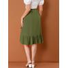 imageAllegra K Womens 2023 High Waisted Button Decor Asymmetrical Ruffle Hem SkirtArmy Green