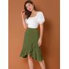 imageAllegra K Womens 2023 High Waisted Button Decor Asymmetrical Ruffle Hem SkirtArmy Green