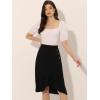imageAllegra K Womens 2023 High Waisted Button Decor Asymmetrical Ruffle Hem SkirtBlack