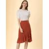 imageAllegra K Womens 2023 High Waisted Button Decor Asymmetrical Ruffle Hem SkirtBrick Red