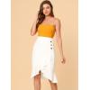 imageAllegra K Womens 2023 High Waisted Button Decor Asymmetrical Ruffle Hem SkirtWhite