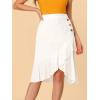 imageAllegra K Womens 2023 High Waisted Button Decor Asymmetrical Ruffle Hem SkirtWhite