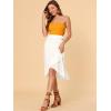 imageAllegra K Womens 2023 High Waisted Button Decor Asymmetrical Ruffle Hem SkirtWhite