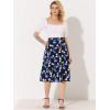 imageAllegra K Womens ALine Midi Skirt Floral Print Chiffon Vintage 2024 Summer SkirtsDark Blue