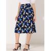 imageAllegra K Womens ALine Midi Skirt Floral Print Chiffon Vintage 2024 Summer SkirtsDark Blue