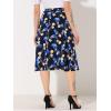 imageAllegra K Womens ALine Midi Skirt Floral Print Chiffon Vintage 2024 Summer SkirtsDark Blue