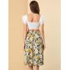 imageAllegra K Womens Boho Floral High Waist Split A Line Midi SkirtBlack Yellow