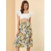 imageAllegra K Womens Boho Floral High Waist Split A Line Midi SkirtBlack Yellow