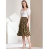 imageAllegra K Womens Boho Floral High Waist Split A Line Midi SkirtBrown