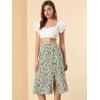 imageAllegra K Womens Boho Floral High Waist Split A Line Midi SkirtGreen