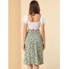 imageAllegra K Womens Boho Floral High Waist Split A Line Midi SkirtGreen