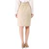 imageAllegra K Womens Button Decor Split Belted Smocked Vintage Short Pencil SkirtBeige