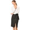 imageAllegra K Womens Button Decor Split Belted Smocked Vintage Short Pencil SkirtBlack