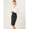 imageAllegra K Womens Button Decor Split Belted Smocked Vintage Short Pencil SkirtBlack