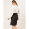 imageAllegra K Womens Button Decor Split Belted Smocked Vintage Short Pencil SkirtBlack