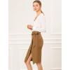 imageAllegra K Womens Button Decor Split Belted Smocked Vintage Short Pencil SkirtBrown