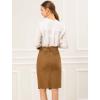 imageAllegra K Womens Button Decor Split Belted Smocked Vintage Short Pencil SkirtBrown