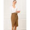 imageAllegra K Womens Button Decor Split Belted Smocked Vintage Short Pencil SkirtBrown