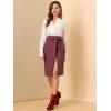 imageAllegra K Womens Button Decor Split Belted Smocked Vintage Short Pencil SkirtBurgundy