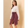 imageAllegra K Womens Button Decor Split Belted Smocked Vintage Short Pencil SkirtBurgundy