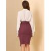 imageAllegra K Womens Button Decor Split Belted Smocked Vintage Short Pencil SkirtBurgundy