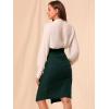 imageAllegra K Womens Button Decor Split Belted Smocked Vintage Short Pencil SkirtGreen