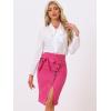 imageAllegra K Womens Button Decor Split Belted Smocked Vintage Short Pencil SkirtHot Pink