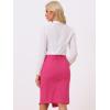 imageAllegra K Womens Button Decor Split Belted Smocked Vintage Short Pencil SkirtHot Pink
