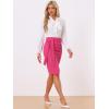 imageAllegra K Womens Button Decor Split Belted Smocked Vintage Short Pencil SkirtHot Pink